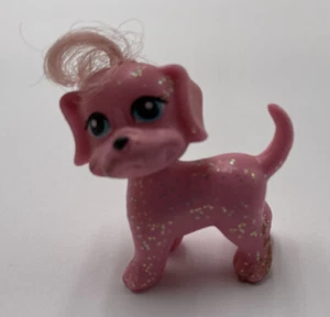 Mattel Polly Pocket Brillo & Glam Mascotas Difícil de encontrar rosa brillo cachorro perro con pelo raro - Imagen 1 de 8