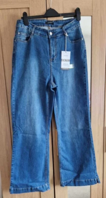 Pantalones de mezclilla Evans Curve Fit lavado medio pierna ancha - pierna interior 30 pulgadas - talla 14 - nuevos con etiquetas Foto 1 de 2