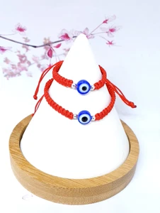 Handgefertigtes rotes Schnur Evil Eye Armband verstellbar Schutz Schmuck - Bild 1 von 5