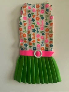 Vintage 1968 Barbie markiert Francie leicht sommerliches Logo Kleid mit Hot Pink Gürtel NM - Bild 1 von 8
