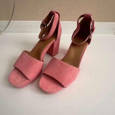 Sandalias Naturalizer Rosa Perlado Gamuza Tacón Bloque Correa al Tobillo para Mujer 8.5W Foto 1 de 4
