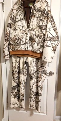 Vtg DRY PLUS by CABELLA 2 Piece White/Twig Snow Camo Suit & Mitts Size 2XL-USA - Image 1 of 4