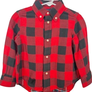 NWT Polo Ralph Lauren Kids Buffalo Plaid Long Sleeve Shirt Red Size 2T Flannel - Picture 1 of 9