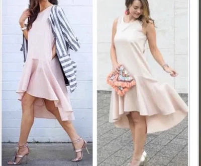 Vestido ANTHROPOLOGIE Maeve Camilla Rosa Rubor Pequeño Alto Bajo Dobladillo Foto 1 de 4