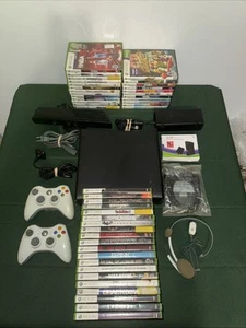 Xbox 360 Black Slim Console Bundle W/Games/2Controllers/Cables/new Ext. HD/ RD - Picture 1 of 20