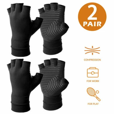2 PARES Guantes de Compresión de Cobre para Artritis Soporte para Manos Alivio del Dolor Articular EE. UU. Foto 1 de 4