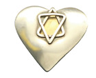 "HEART OF GOLD"  Signed Lewis Sterling and 14k Brooch Pin with Star of David
