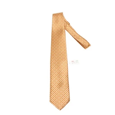 Gravata de pescoço Italo Ferretti nova com etiquetas bronzeada com pontos marrons claros/escuros 100% seda feita na Itália - Imagem 1 de 4