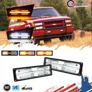 Luces de señal LED ámbar y blanco transparentes Fit 1988-98 Chevy GMC C10 C/K 1500 2500 3500 - Imagen 1 de 12