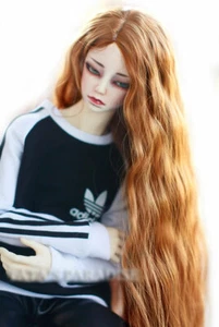 1/3 8-9-10 Bjd Pullip Muñeca Peluca Larga Rizos de Pelo Castaño Rojizo Claro Ondulado Precioso - Imagen 1 de 2