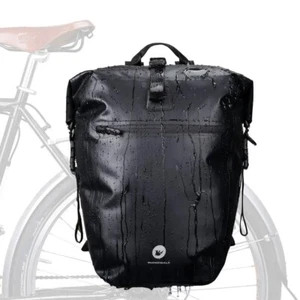 Rhinowalk 27L Waterproof Bike Pannier Bag – Rear Rack Cycling Backpack Black - Picture 1 of 6