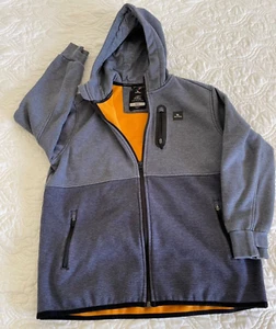 Rip Curl Anti Series Departed Hooded Fleece Zip: Blue Grey Orange Sz 14/L - Picture 1 of 10
