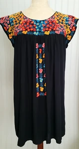 Blusa SAVANNA JANE, Top Túnica, Negra, Floral, Bordada, Forrada, Manga Gorra, M - Imagen 1 de 5