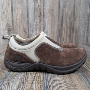 HELLY HANSEN Womens 7.5 M Infinity Fit Brown Suede Beige Neoprene Loafer Shoes - Picture 1 of 9
