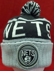 Brooklyn Nets Mitchell & Ness NBA Basketball Team Logo Pom Pom Knit Hat Beanie