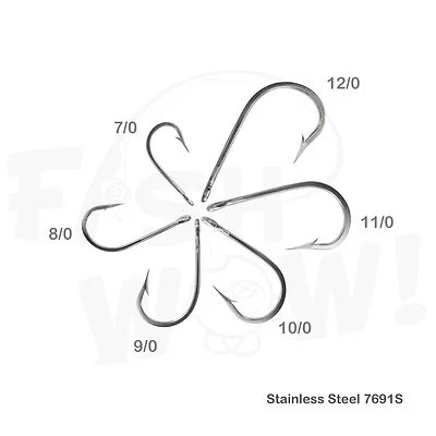 Fish WOW!® Stainless Steel 7691S Hook Choose from 7/0 8/0 9/0 10/0 11/0 12/0 lot - Image 1 of 2