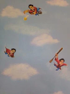 Papel pintado Harry Potter 1534 azul beige rojo marrón Harry Potter en la escoba - Imagen 1 de 2