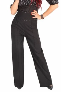 Marlene Retro Polka Dots Rockabilly Hose High Waist Marlenehose - Picture 1 of 12