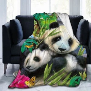 Panda Polar Bear Dog Flannel Bedspread Sofa Throw Blanket Holiday Birthday Gift - Picture 1 of 13