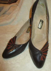 Vintage~J.Renee~Ladies Heels~Black and Brown~#2084~1970's~Size 9N - Picture 1 of 16