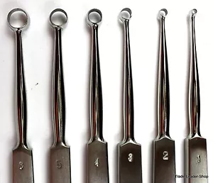 6x FOX LUPUS Lupuskürette 14cm 1,2,3,4,5,6mm Haut Kürette Dermatologie Fußpflege - Bild 1 von 7