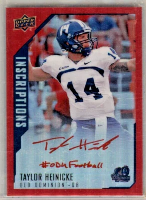 2015 Upper Deck Inscriptions Taylor Heinicke Autograph Red Rookie #TH 38/149 - Image 1 of 2