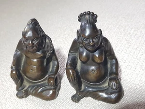 ALTE BRONZEFIGUREN MONGOLENPAAR (?) MIT VERSTECKTEN EINBLICKEN EROTICA UM 1900 - Bild 1 von 8