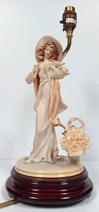 Signed Bruno Merli Capodimonte Young Lady Porcelain Figurine Table Lamp 38cm - Picture 1 of 11