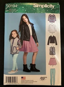 Simplicity S0194 Patrón Talla 3-6 Niñas Chaqueta Top Chaleco Falda Leggings - Imagen 1 de 2