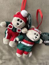 2xStarbucks 2019 Mini Bearista Boy and Girl Teddy Bear Plush Christmas Ornaments