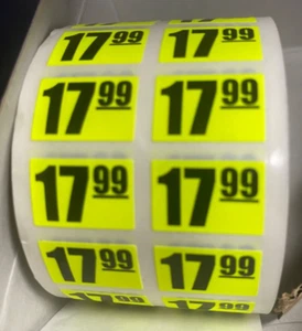 $17.99 In-Store Use Bright Yellow Labels - 3/4" x 1/2" - Roll of 500 Stickers - Picture 1 of 5