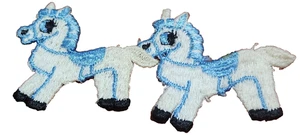 White and Blue Pony Horse Sew On Patches Baby Cowboy Baby Shower Sewing Crafts - Picture 1 of 4