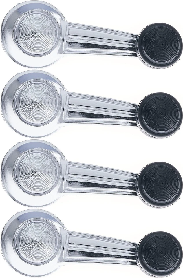 Nuevo juego de 4 piezas manivela ventana manual cromo con perilla negra 65-96 modelos GM Foto 1 de 4