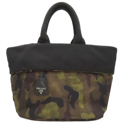 Prada Camouflage 2Way Bag Reversible Nylon Green Black Tote - Image 1 of 4