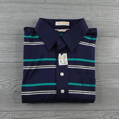 NUEVA Camisa Polo Brooks Brothers Para Hombre Mediana Azul Marino Rayas Algodón Pima Nueva con Etiquetas Foto 1 de 4