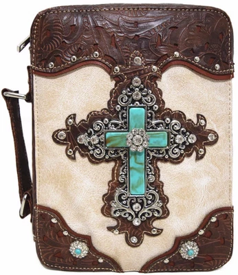 Western Style Scripture Bible Cover Books Case Cross Extra Strap Messenger Bag - image 1 of 4