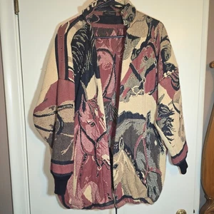 Vintage Ann Maurice Western Horse Mid-Thigh Coat Jacket Pockets - Picture 1 of 17