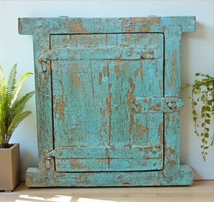 Antique Wooden Wall Décor Small Window Original Old Hand Crafted New Painted - Picture 1 of 6