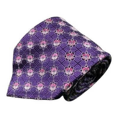 Роскошный мужской галстук Canali фиолетовый розовый с цветочным рисунком AOP тяжелый шелк 3,5 дюйма - Изображение 1 из 4