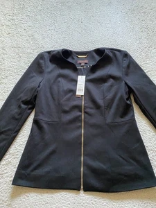 Dana Buchman Women Long Sleeve Henley Lined Full Zip Jacket Black Size 8 - Picture 1 of 11