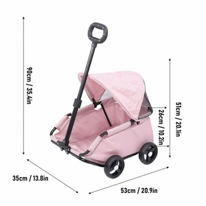 Pink Foldable Pet Stroller With Canopy 4 Wheels Pet Strolling Cart For IS - Picture 1 of 12