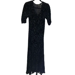 Maxi Abito Edith Whimsigoth Nero Velluto Burnout Taglia L Romantico Revival Retrò - Foto 1 di 5