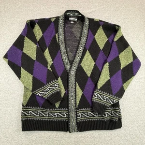 Expressions International Vintage Strick Pullover Strickjacke Herren L Lila Diamanten - Bild 1 von 8