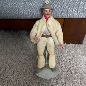 Vintage Cowboy Figurine W Hat, Belt, Bandana Hard Face, Hands, Shoes on Stand - Picture 1 of 8