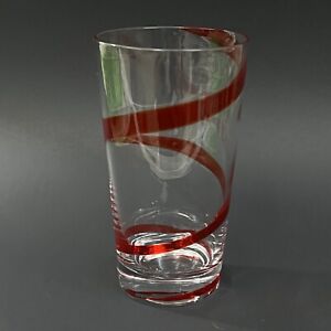 HTF Pier 1 Spiral Swirline Red Tumbler Highball Glass 6.5"
