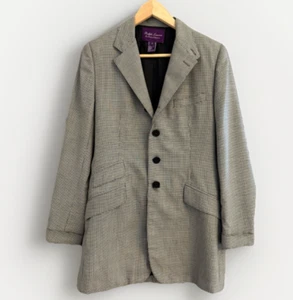 Vintage Ralph Lauren Purple Label Blazer Size 6 ~ Wool Cashmere Houndstooth USA - Picture 1 of 11