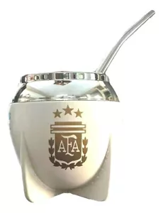 AFA ARGENTINA WORLD CHAMPION 3 STARS OFFICIAL White MATE PAMPA + Straw Bombilla - Bild 1 von 4