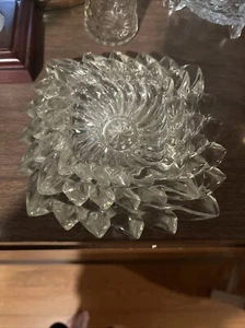Set of 3 Vintage Square Floral Clear Glass Nesting Ashtrays MCM NEAT PATTERN - Picture 1 of 4