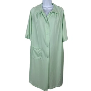 VTG Shadowline Small Women's Button Up Gown House Coat Robe Mint Green Nylon - Picture 1 of 6