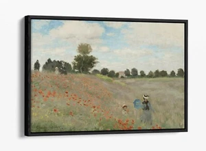 CLAUDE MONET POPPY FIELD FLOAT EFFECT CANVAS WALL ART PIC PRINT- GREEN BLUE - Picture 1 of 12
